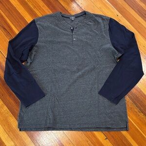 Vince Gray and Navy Long Sleeve Henley
